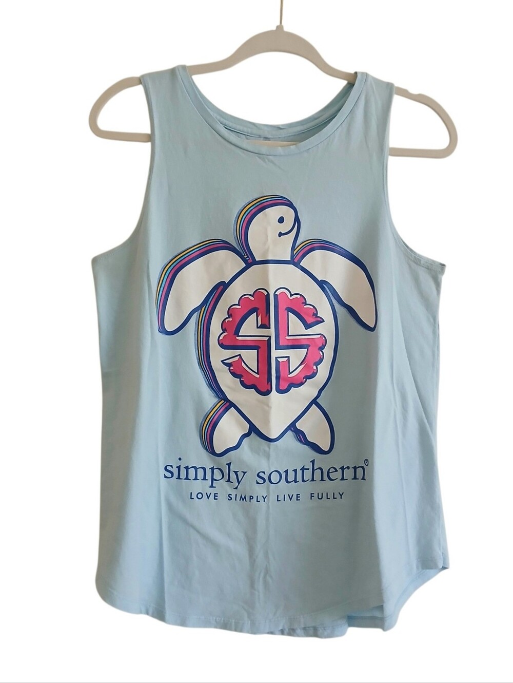 SIMPLY SOUTHERN Sea Turtle Graphic Tank Women's M Oversized Swim Cover Beach